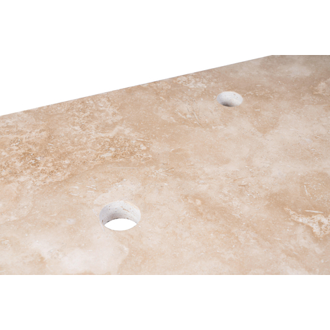 Saniclass Travertine plan sous vasque - 100x46cm - 1 trou de robinet - 1 découpe pour le siphon - pierre naturelle marbrée SW1242430