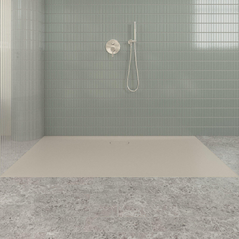 Villeroy & Boch Ecora douchebak - 160x90x3.5cm - afvoer lange zijde - almond (beige) SW1559019