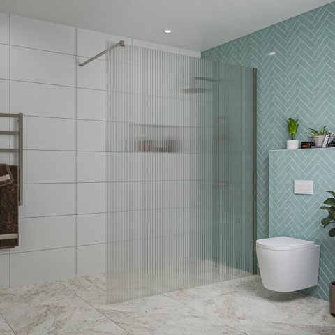 Fortifura Galeria inloopdouche - 160x200cm - ribbelglas - wandarm - PVD - geborsteld gunmetal (antraciet) SW877062