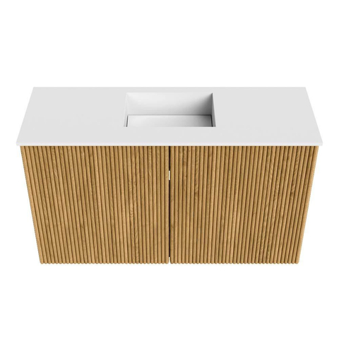Mondiaz JOYA 70cm toiletmeubel - kleur Oak - Wastafel FAYE positie Midden Zonder kraangat kleur Talc. SW1421108