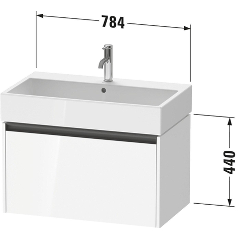 Duravit Ketho.2 Wastafelonderbouwkast - met 1 lade - 78.4x46x44cm - met greep antraciet - grafiet mat SW772992