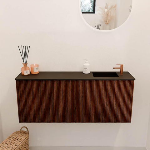 Mondiaz JOYA 100cm toiletmeubel - kleur Ruby - Wastafel FAYE positie Rechts 1 kraangat kleur Urban. SW1421818