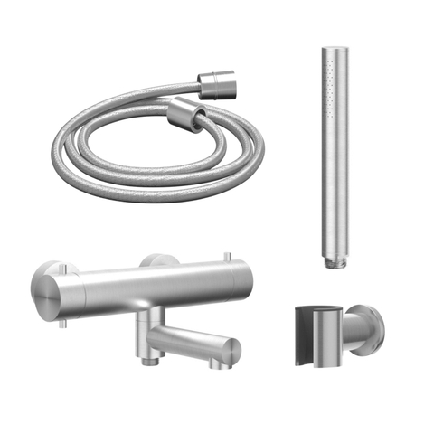 Ivy Concord mitigeur thermostatique bain - apparent - avec douchette barre - PVD - inox brossé SW1408508