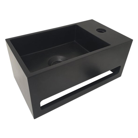 Wiesbaden Julia Fontein rechts - 35x20x16cm - solid surface - mat zwart SW296031