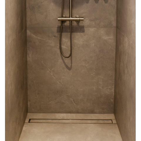Fortifura Galeria Caniveau de douche 90cm grille à carreler et bride de sol en acier inoxydable SW716564