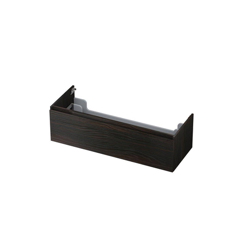 INK Wastafelonderkast - 120x45x35cm - 1 lade - greeploos - houten keerlijst - MFC Intens eiken & Aspekt wastafel - 120x45x1.5cm - 1 wasbak rechts - 0 kraangaten - porselein wit glans SHOWROOMMODEL SHOW24517