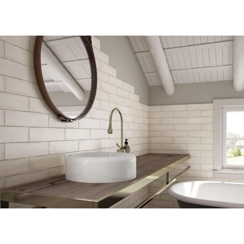 ÉCHANTILLON Terravito Pavero carreau mural - 7,5x30cm - 8,6mm - Rectangulaire - Crème mat SW736213