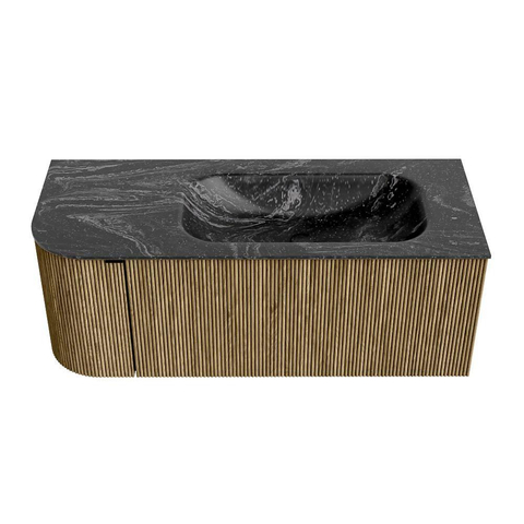 Mondiaz KURVE-DLUX Badkamermeubelset - 115x46x40cm - 1 lade - 1 deur - wastafel solid surface - rechts - 1 kraangat - Dusk SW1415253