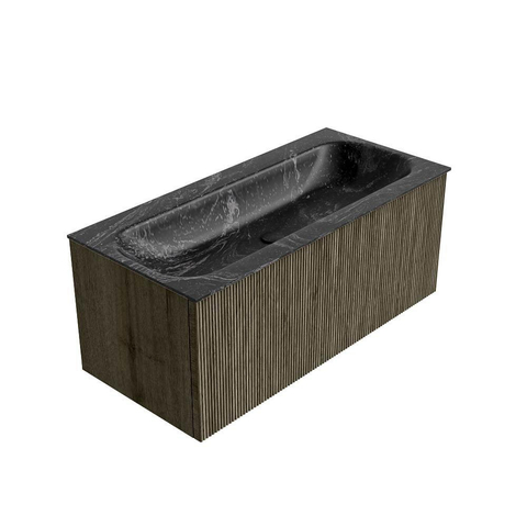 Mondiaz KURVE-DLUX Ensemble meuble de salle de bains - 100x46x40cm - 1 tiroir - lavabo solid surface - centré - sans trou de robinet - Shadow SW1414649