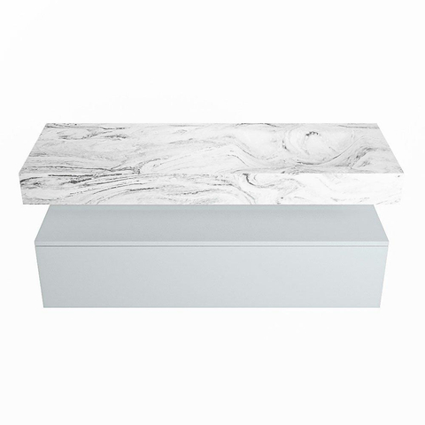 MONDIAZ ALAN - DLUX Badkamermeubelset - 130cm - onderkast - Clay - 1 lade - vrijhangende wastafel - wasbak rechts - 1 kraangat - Glace SW806036