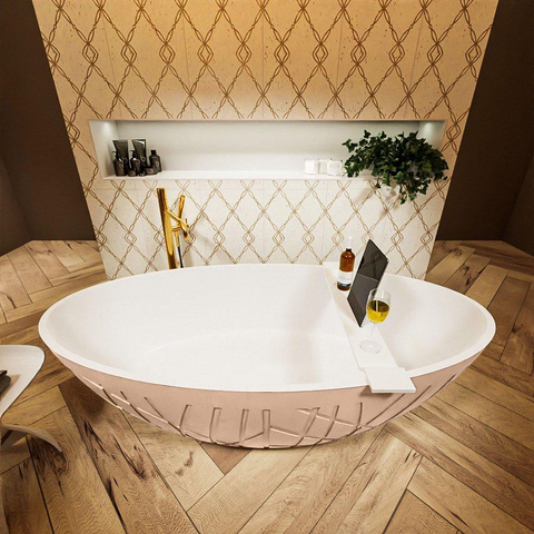 MONDIAZ ROCK Baignoire îlot - 170x70cm - couleur Plata / Talc SW1015106