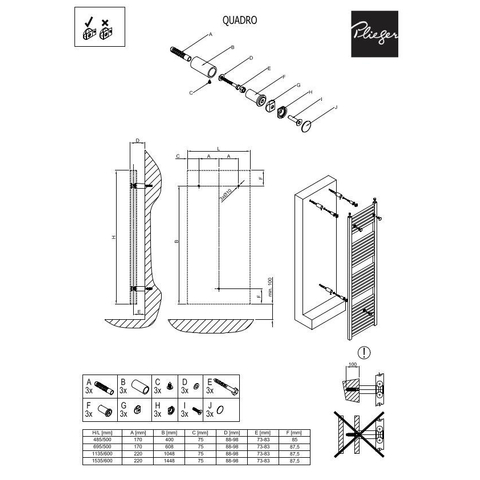 Plieger Quadro designradiator horizontaal 695x500mm 307W wit OUTLETSTORE STORE43313