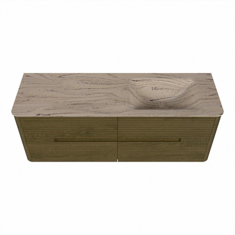 Mondiaz CIRO-DLUX Badkamermeubelset - 140x45x50cm - Solid surface wastafel Arena - 1 wasbak Rechts - zonder kraangaten - 4 lades - Dusk SW1533817