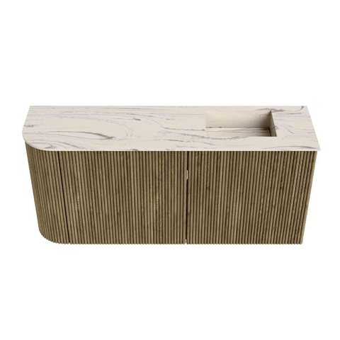 Mondiaz JOYA-DLUX 91.6cm meuble de salle de bains - arrondi gauche couleur Dusk - Vasque FAYE position Droite Sans trou de robinet couleur Nata. SW1425932