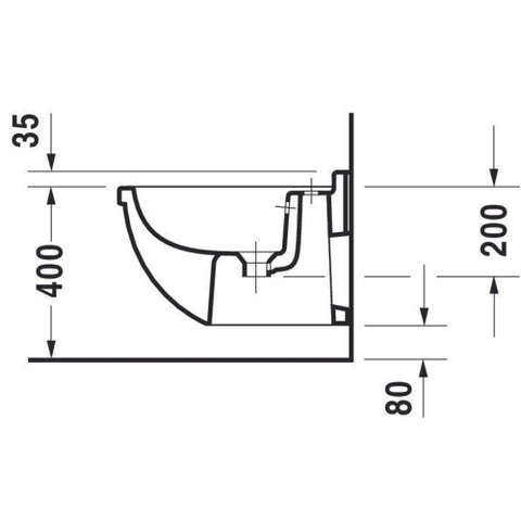 Duravit Starck 3 Wandbidet - 355x320x540mm - 1 kraangat overl w.gliss - wondergliss - glans wit 0314145