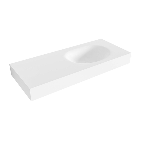 Mondiaz MOON wastafel - 110x46x12cm - wasbak rechts - zonder kraangat - talc (wit) SW429559