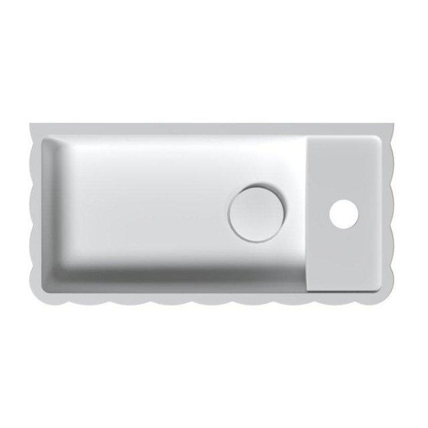 Riho Catching waves Fontein - 44x22cm - 1 kraangat rechts - solid surface - mat wit SW1185424