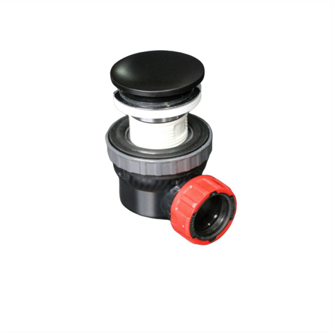 Mondiaz EASY Bonde obturable clic clac Round avec siphon 6.7cm Solid Surface Noir SW415753