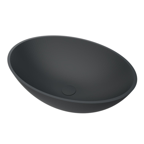Arcqua Prince Waskom Opbouw - 49x34cm - ovaal - cast marble - mat antraciet SW909482
