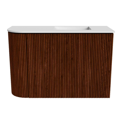 Mondiaz JOYA 61.6cm toiletmeubel - ronding links kleur Ruby - Wastafel FAYE positie Rechts 1 kraangat kleur Talc. SW1421808