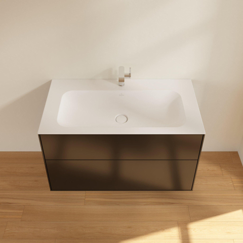 Villeroy & Boch finion wastafelonderkast - 99.6x59.1cm - 2 lades - mat zwart SW479515