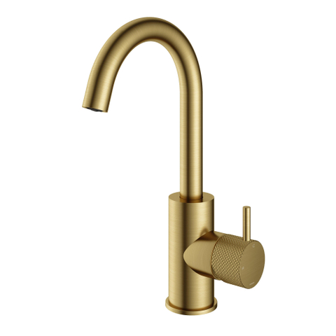Hotbath Cobber X Wastafelmengkraan - met draaibare uitloop - zonder waste - PVD - geborsteld messing (goud) SW440757
