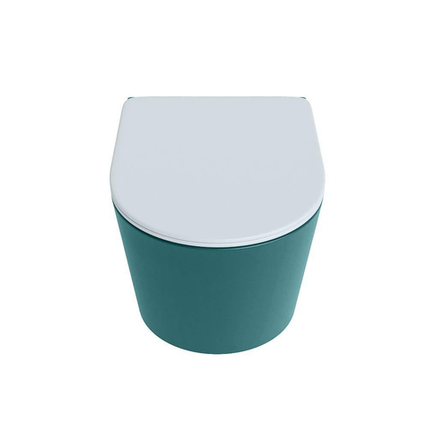 Mondiaz LAVIE hangtoilet – spoelrandloos – 36 x 53 cm – met softclose zitting – Smag (groen), zitting Clay (lichtblauw/grijs) SW1208593