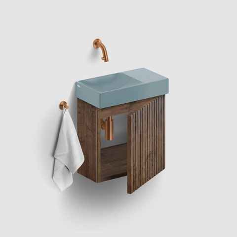 Clou Vale lave-mains 38 cm sans trou de robinet à droite bleu mat céramique SW809552