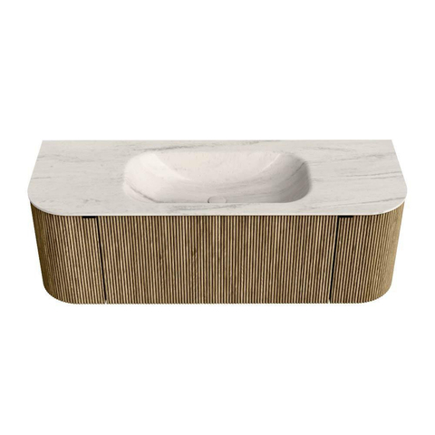 MONDIAZ KURVE-DLUX Meuble de salle de bains 130cm arrondi gauche + droite couleur Dusk avec 1 tiroir et 2 portes. Lavabo BIG SMALL central 1 trou de robinet Meli. SW1431880