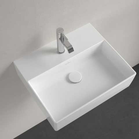 Villeroy & Boch memento 2.0 wastafel - voor handdoekhouders - 50x42cm - zonder overloop - 1 kraangat - White Alpine (glans wit) SW358404