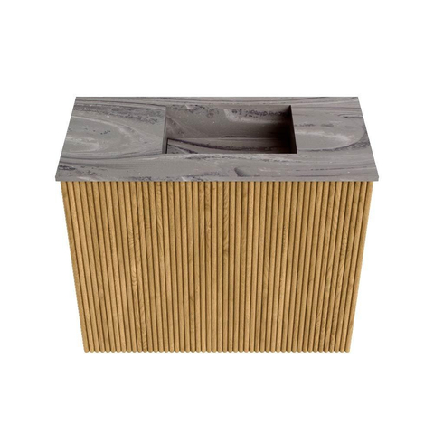 Mondiaz JOYA-DLUX 50cm toiletmeubel - kleur Oak - Wastafel FAYE positie Rechts Zonder kraangat kleur Sombra. SW1424246