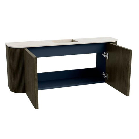 Mondiaz JOYA-DLUX Meuble de salle de bains 103.2cm - arrondi gauche et droite couleur Shadow - Vasque FAYE position Milieu 1 trou de robinet couleur Meli SW1424923