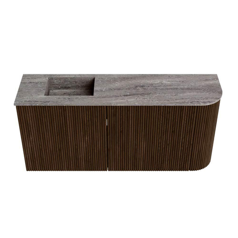 Mondiaz JOYA-DLUX 91.6cm toiletmeubel - ronding rechts kleur Walnut - Wastafel FAYE positie Links 1 kraangat kleur Oza. SW1424597