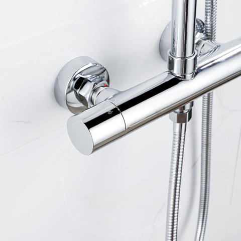Fortifura Calvi Regendoucheset - thermostatisch - 25cm - hoofddouche - staafhanddouche - hoogglans chroom SW377818