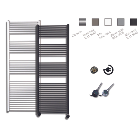 Sanicare Elektrische Design Radiator - 172 x 60 cm - 1127 Watt - thermostaat zwart rechtsonder - inox look SW420063