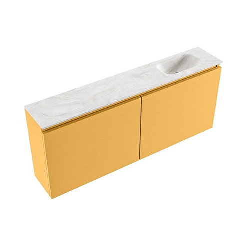 MONDIAZ TURE-DLUX meuble de toilettes 120 cm Ocher. EDEN lavabo Ostra position à droite. Sans trou de robinet. SW1104931