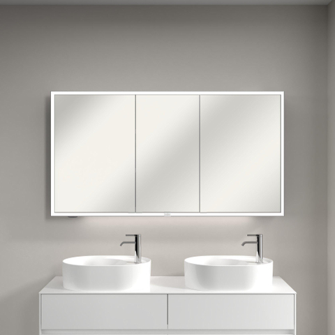Villeroy & Boch My View Now spiegelkast - met 3 deuren - met led verlichting en wastafelverlichting - 140x75x16.8cm - met in/uit schakelaar - Aluminium (zilver) SW701121
