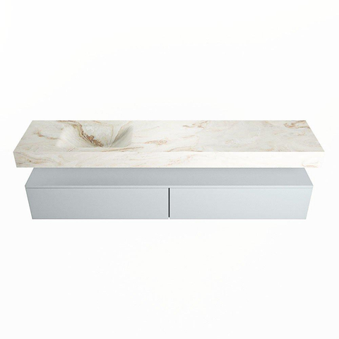 Mondiaz ALAN-DLUX Ensemble de meuble - 200cm - meuble Clay mat - 2 tiroirs - Lavabo Cloud Frappe suspendu - vasque Gauche - 1 trou de robinet SW804879