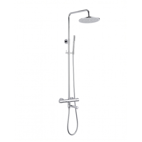 Fortifura Calvi Regendoucheset - thermostatisch - 25cm hoofddouche - gladde slang - staaf handdouche - draaibare baduitloop - chroom SW1592522