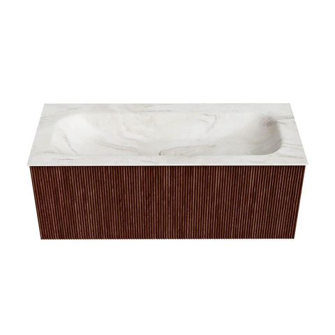 Mondiaz KURVE-DLUX Badkamermeubelset - 110x46x40cm - 1 lade - wastafel solid surface - midden - 1 kraangat - Ruby SW1415858