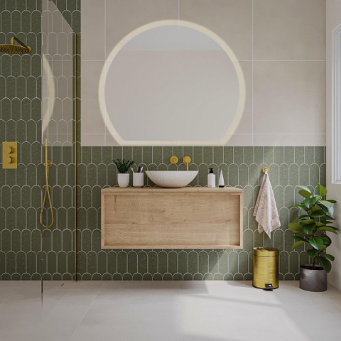 Saniclass Holz Frame Meuble de salle de bain - 100x45x40cm - plan de toilette - sans trous de robinet - 1 tiroirs - Chêne Natural SW1436754