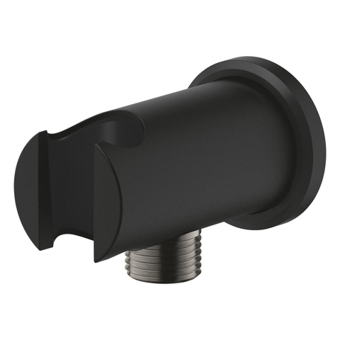 GROHE Rainshower wandaansluitbocht - rond - met houder - phantom black (zwart) SW1477503