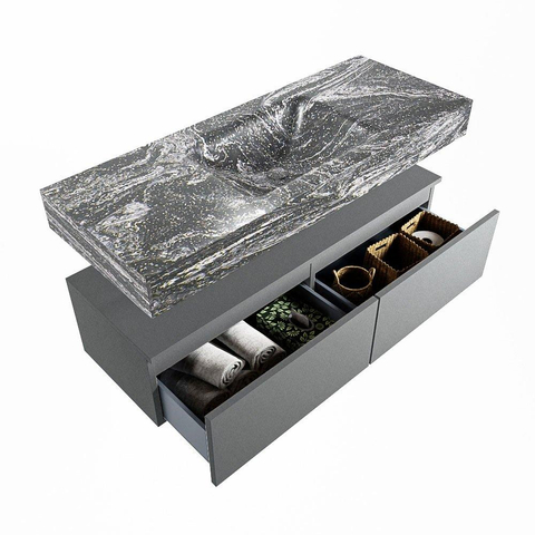 MONDIAZ ALAN - DLUX Badkamermeubelset - 120cm - onderkast - Plata - 2 lades - vrijhangende wastafel - wasbak midden - 0 kraangaten - Lava SW808762