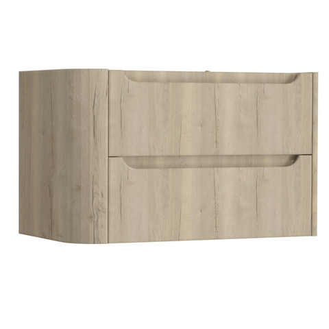 H&R Badmeubelen Juice Wastafelonderkast - 80x45x50cm - linkerhoek afgerond - 2 lades - geïntegreerde greep - French oak SW1489053