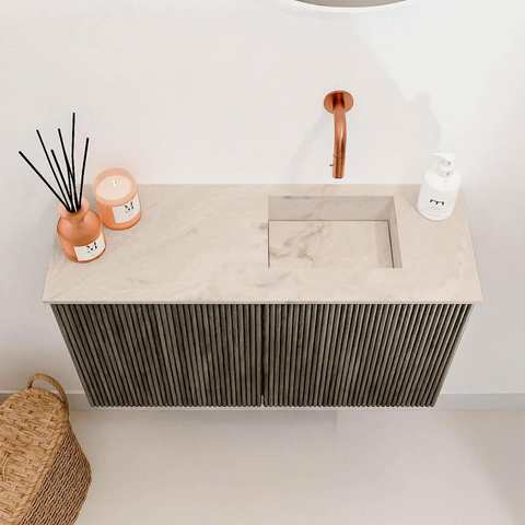 Mondiaz JOYA-DLUX 70cm toiletmeubel - kleur Shadow - Wastafel FAYE positie Rechts Zonder kraangat kleur Frappe. SW1422694