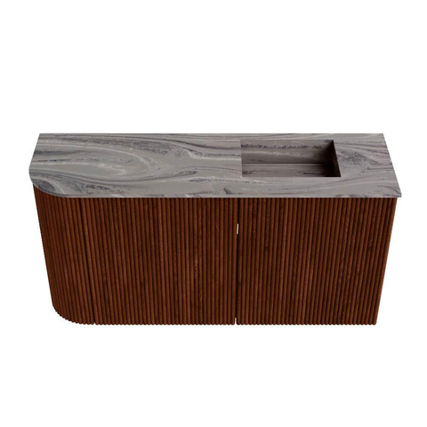 Mondiaz JOYA-DLUX 81.6cm toiletmeubel - ronding links kleur Ruby - Wastafel FAYE positie Rechts Zonder kraangat kleur Sombra. SW1425699
