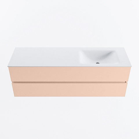 MONDIAZ VICA Ensemble meuble de salle de bains - 150cm - meuble bas rosee - 2 tiroirs - lavabo cloud à droite - 1 trou de robinet - version haute 60cm - talc SW1083508