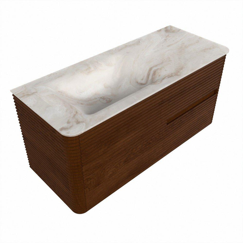 Mondiaz CIRO-DLUX Ensemble de meubles de salle de bains - 110x45x50cm - vasque solid surface Frappe - 1 bassin à gauche - 1 trou de robinet - 2 tiroirs - Ruby SW1531298