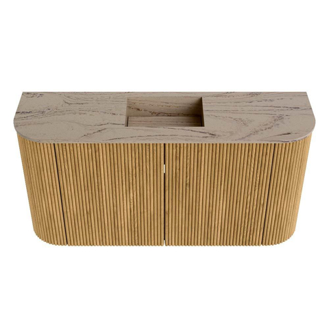 Mondiaz JOYA-DLUX 83.2cm toiletmeubel - ronding links en rechts kleur Oak - Wastafel FAYE positie Midden 1 kraangat kleur Arena. SW1423906