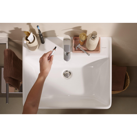 Hansgrohe Xanuia Q Wastafel/Fontein - 60x48cm - inbouw - 1 kraangat - met overloop - smartclean - glans wit SW1165115